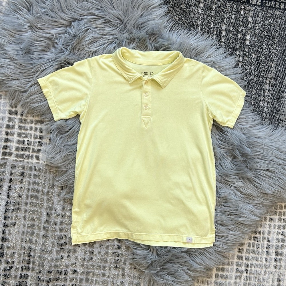 Omi Jo Boys Yellow Collared Jersey Knit Polo Shirt Top Size 8